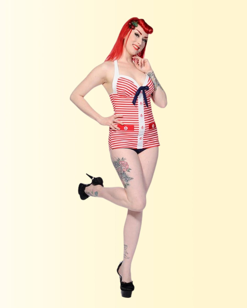 Banned Red White Anchor Swimsuit