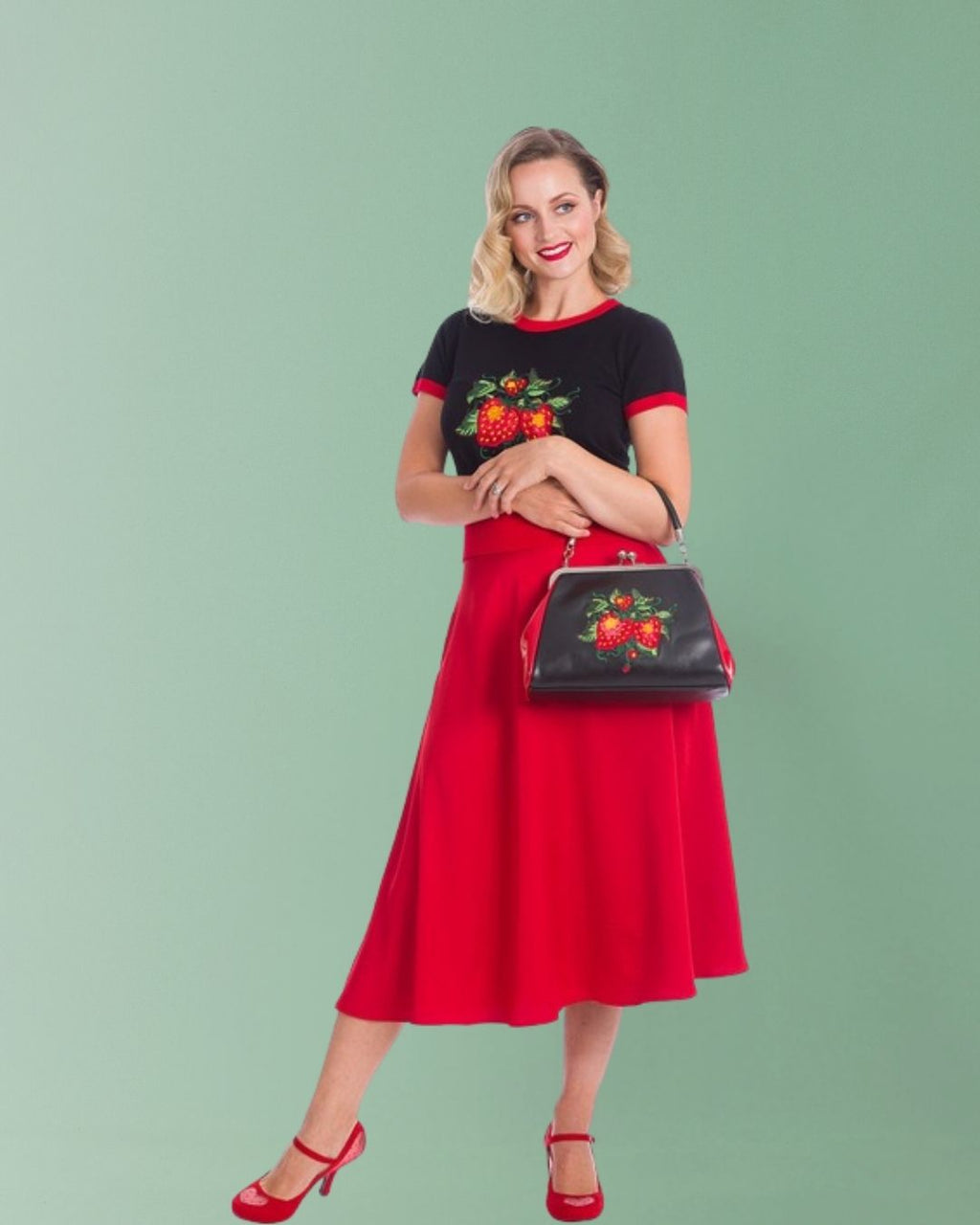 Banned Strawberry Red Swing Skirt