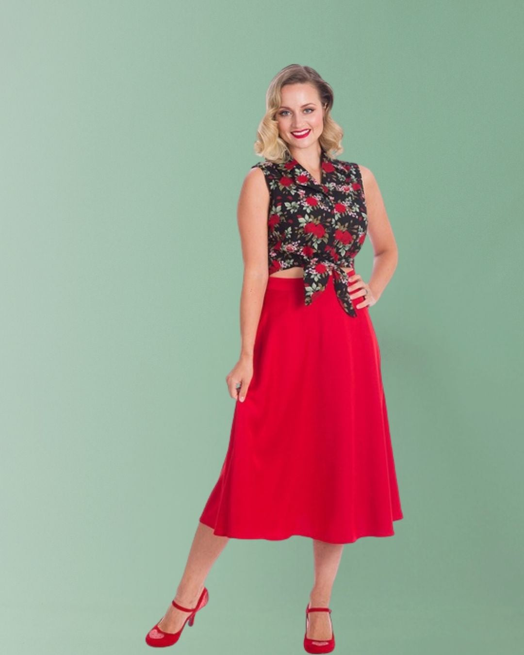 Banned Strawberry Red Swing Skirt