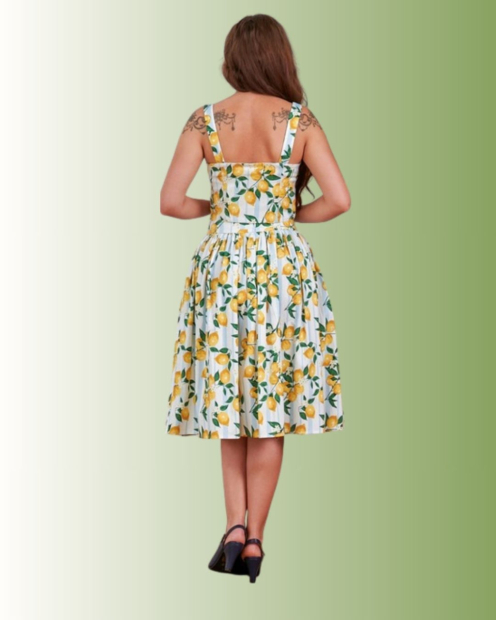 Banned Rosie Lemon and Stripe Swing Skirt