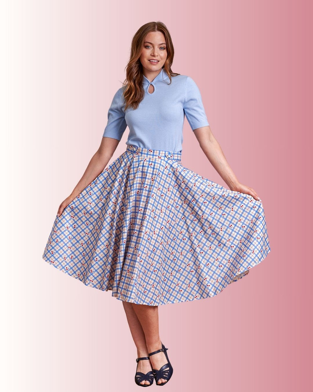 Banned Annie Cherry Check Skirt